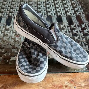 Vans Kids Checkered Black and Gray Sneakers